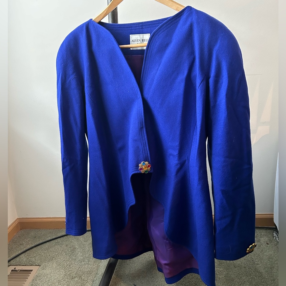 Vintage early 90s 100% wool royal blue blazer